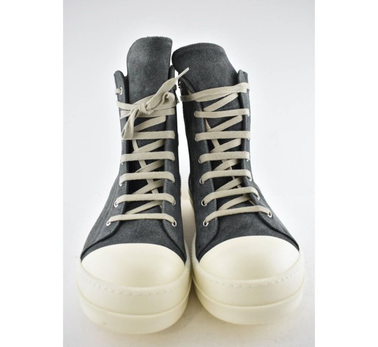 Rick Owens Geobasket Dark Dust Milk Suede Velvet Sneaker