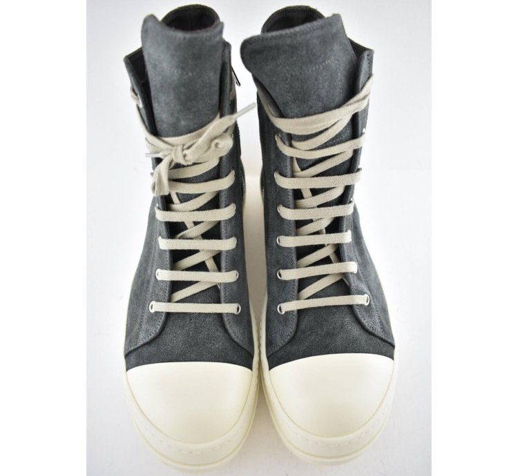 Rick Owens Geobasket Dark Dust Milk Suede Velvet Sneaker