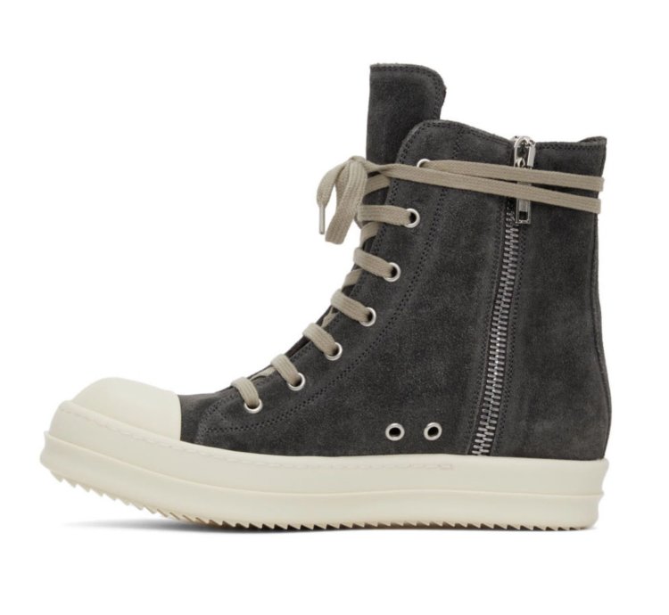 Rick Owens Geobasket Dark Dust Milk Suede Velvet Sneaker