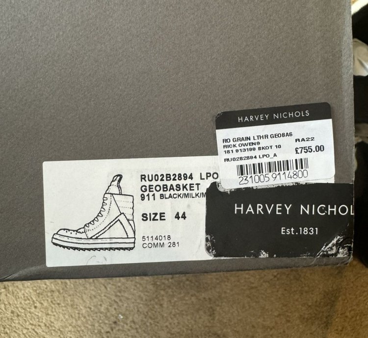Rick Owens Geobasket FW22 OG color way size 44