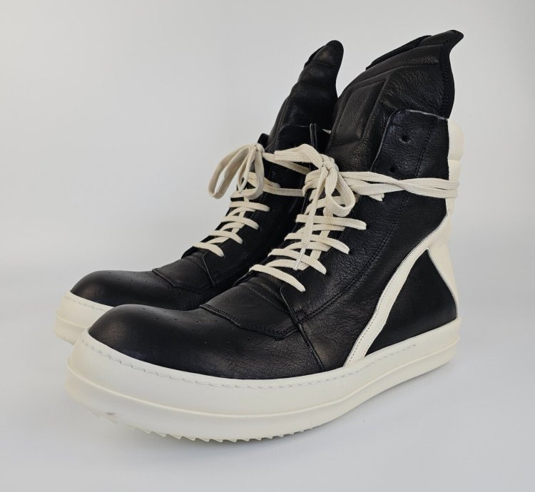 Rick Owens Geobasket High Top Black Milk Sneakers New SS24