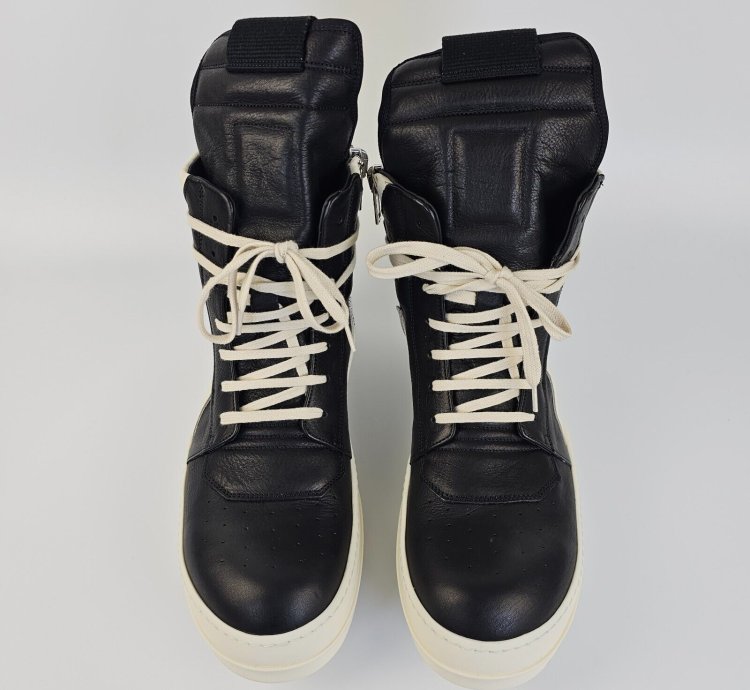 Rick Owens Geobasket High Top Black Milk Sneakers New SS24