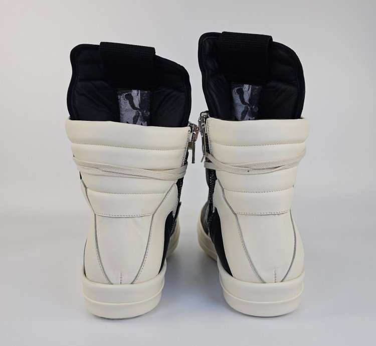 Rick Owens Geobasket High Top Black Milk Sneakers New SS24
