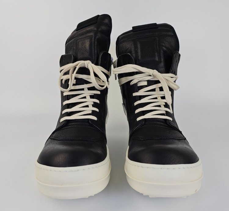 Rick Owens Geobasket High Top Black Milk Sneakers New SS24