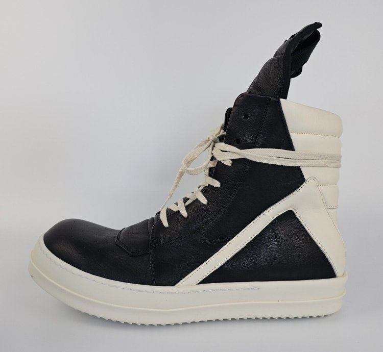 Rick Owens Geobasket High Top Black Milk Sneakers New SS24