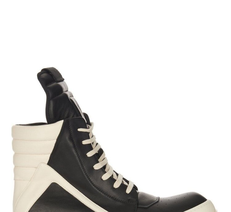 Rick Owens Geobasket Hollywood 1190 Black Milk Sneakers New