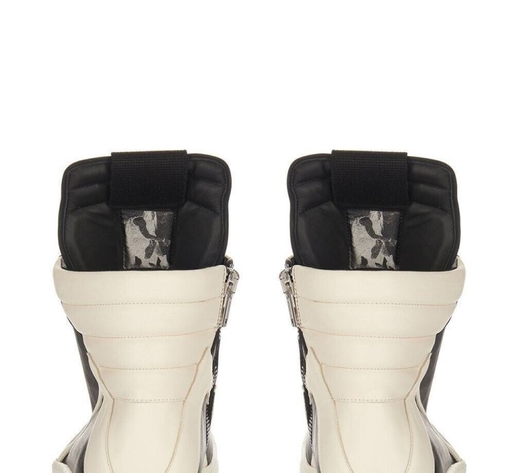 Rick Owens Geobasket Hollywood 1190 Black Milk Sneakers New