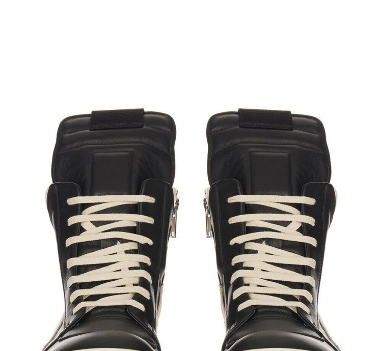 Rick Owens Geobasket Hollywood 1190 Black Milk Sneakers New
