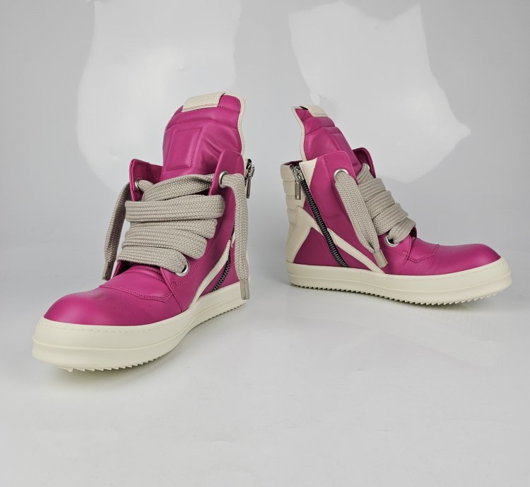 Rick Owens Geobasket Jumbo Laces Hot Pink Sneakers New 42