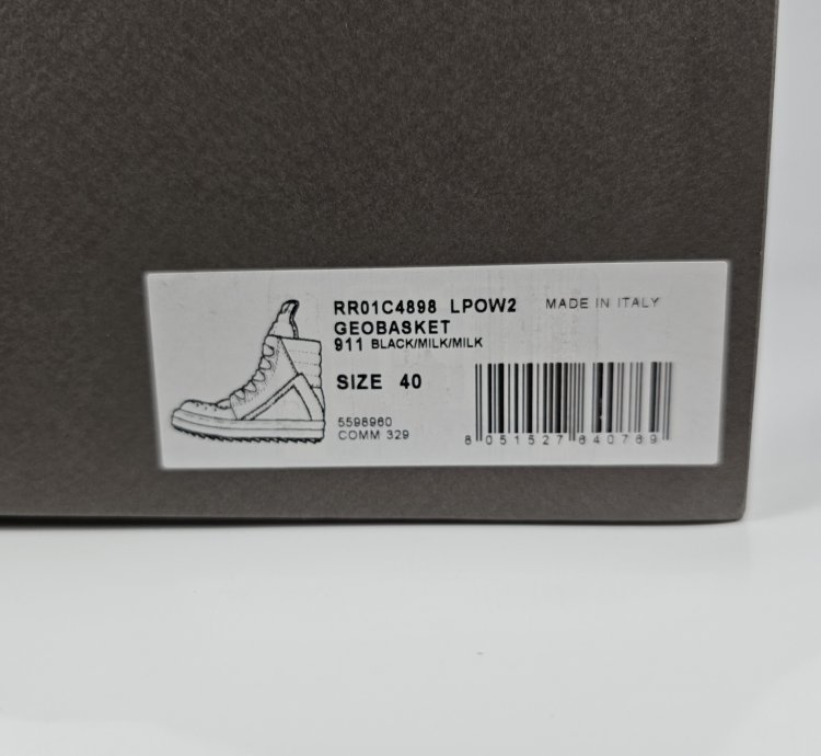 Rick Owens Geobasket Jumbo Laces Sneakers New 40