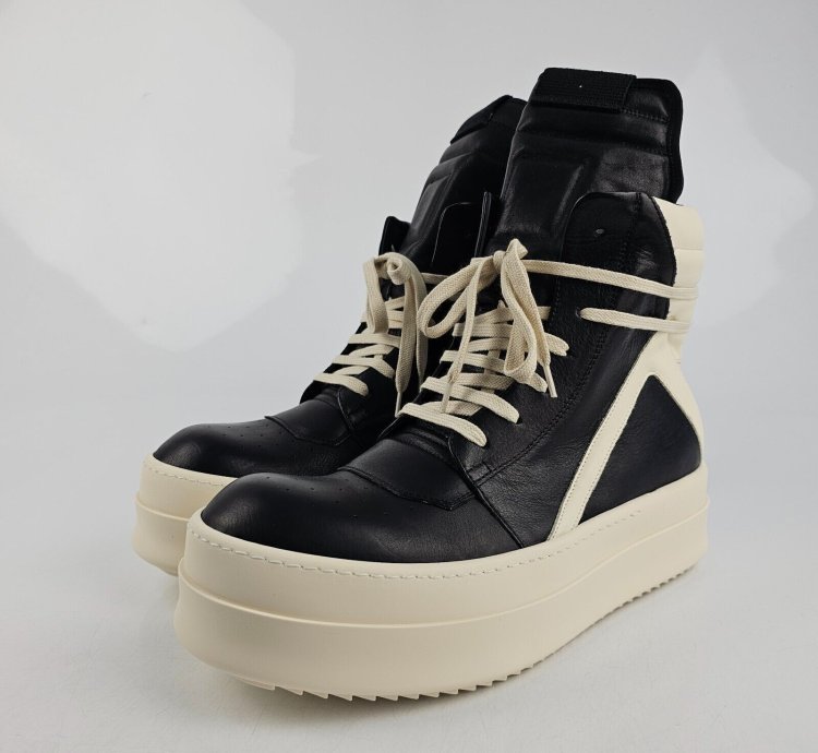 Rick Owens Geobasket Mega Bumper Black Milk Sneakers New