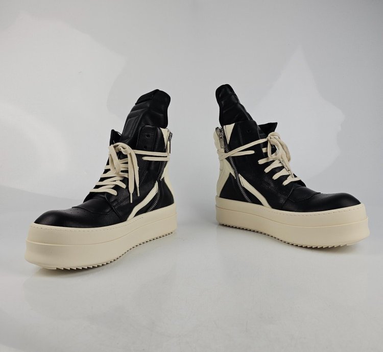 Rick Owens Geobasket Mega Bumper Black Milk Sneakers New