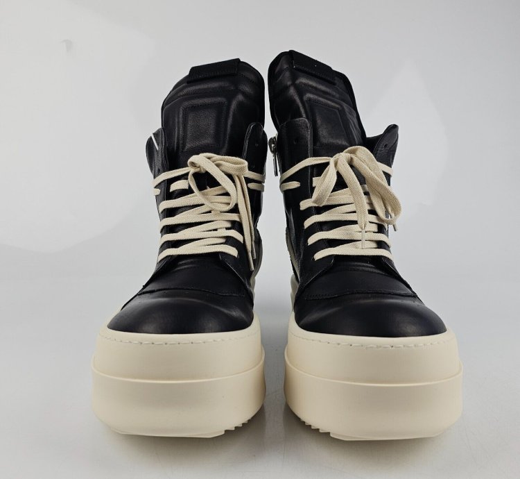 Rick Owens Geobasket Mega Bumper Black Milk Sneakers New