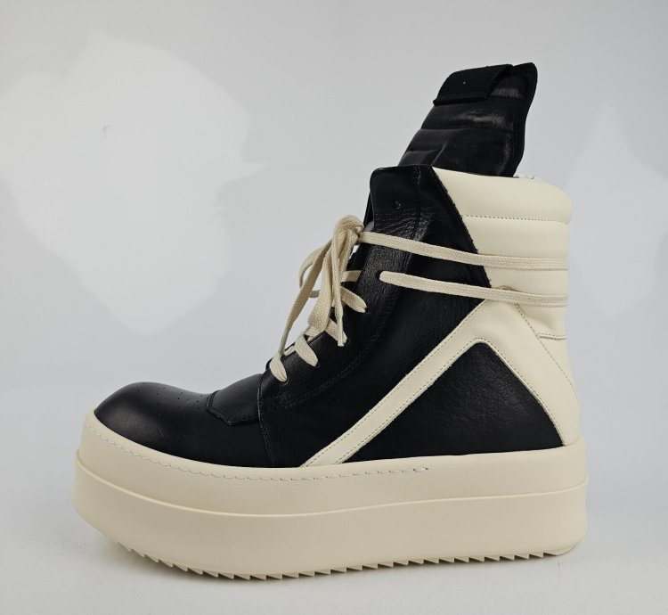 Rick Owens Geobasket Mega Bumper Black Milk Sneakers New