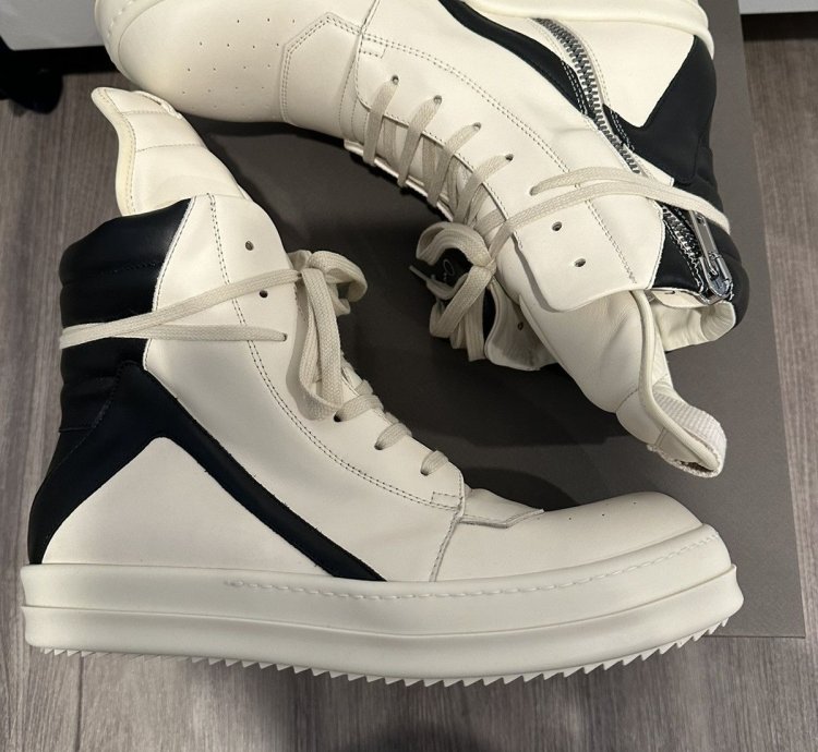 Rick owens geobasket milk black size 43 5