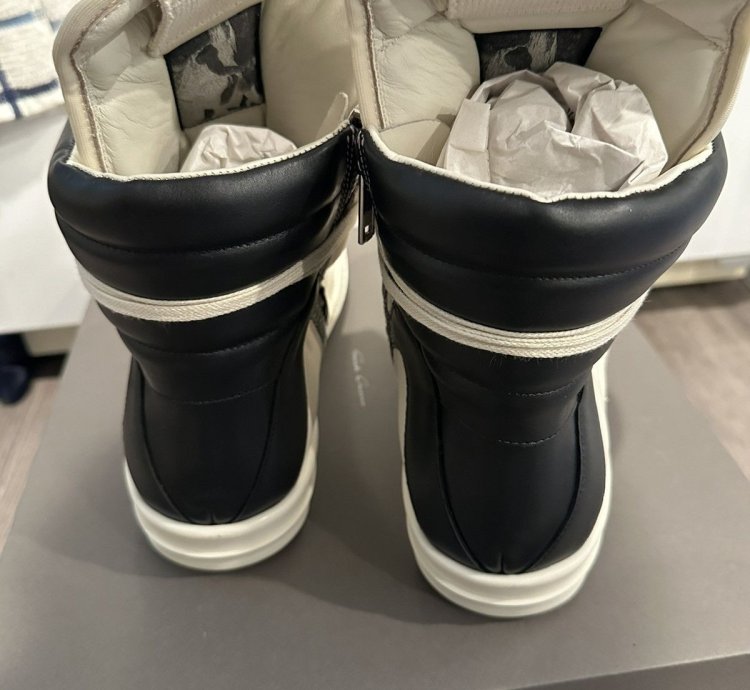 Rick owens geobasket milk black size 43 5