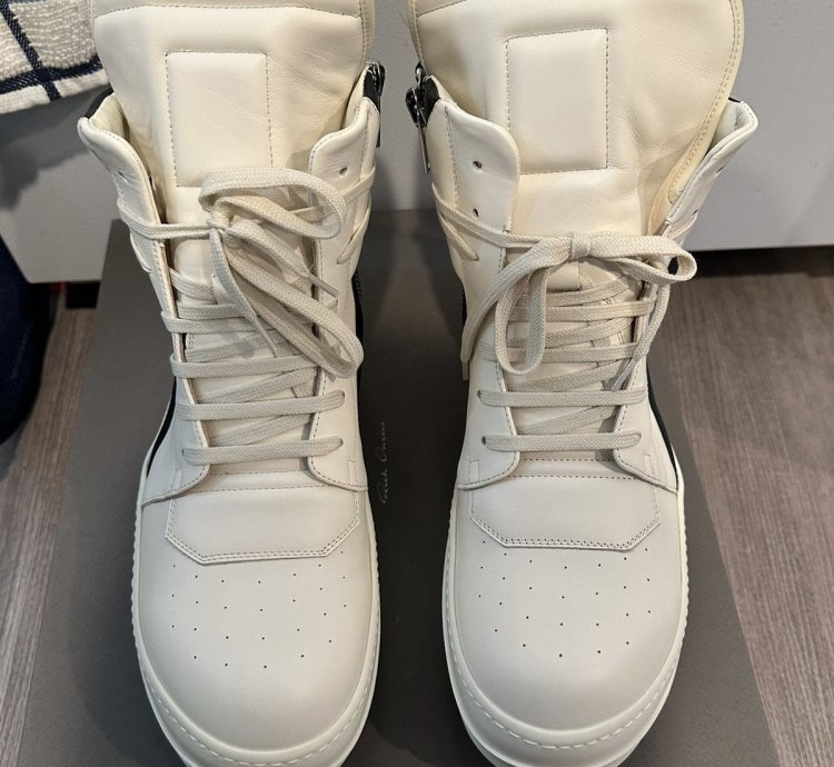 Rick owens geobasket milk black size 44