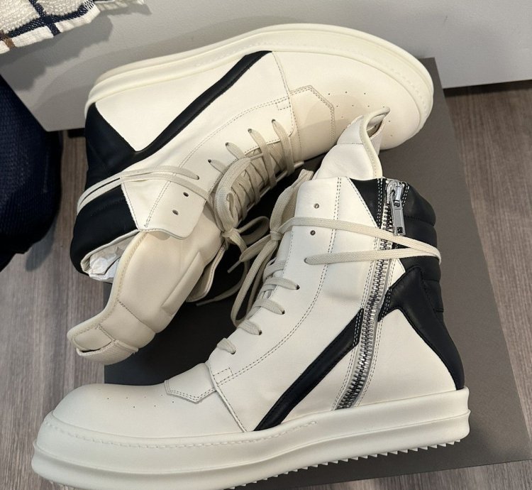 Rick owens geobasket milk black size 44