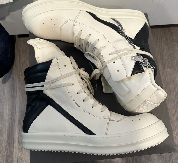 Rick owens geobasket milk black size 44