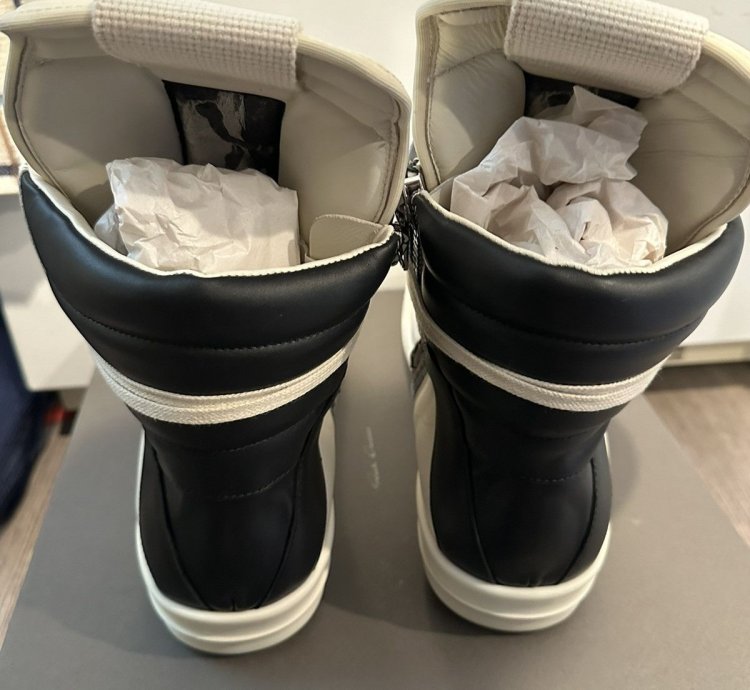 Rick owens geobasket milk black size 44