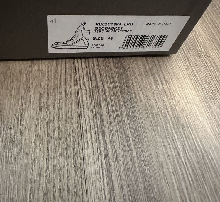 Rick owens geobasket milk black size 44