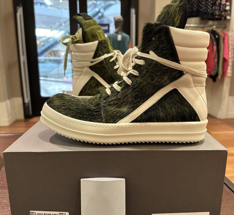 Rick Owens geobasket pony hair acid green seeyuh