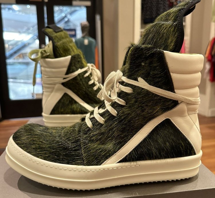 Rick Owens geobasket pony hair acid green seeyuh