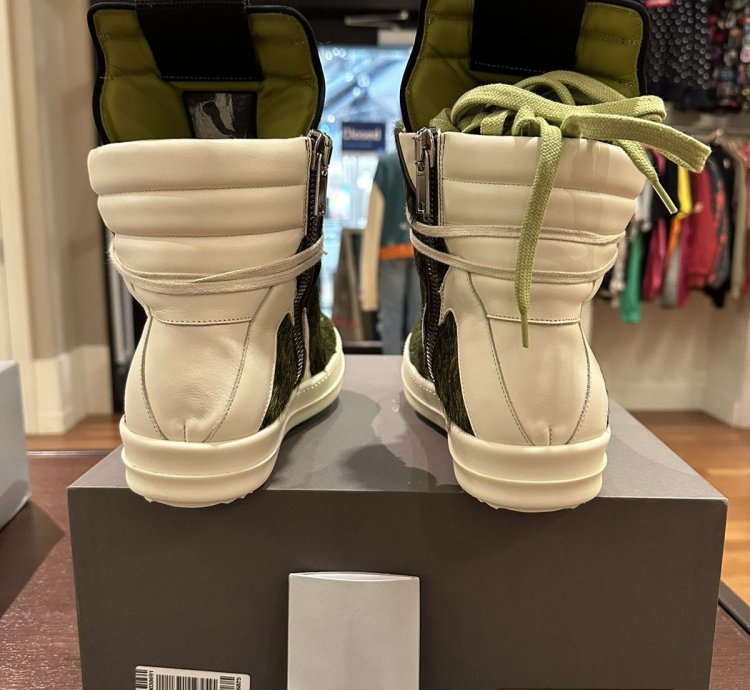 Rick Owens geobasket pony hair acid green seeyuh