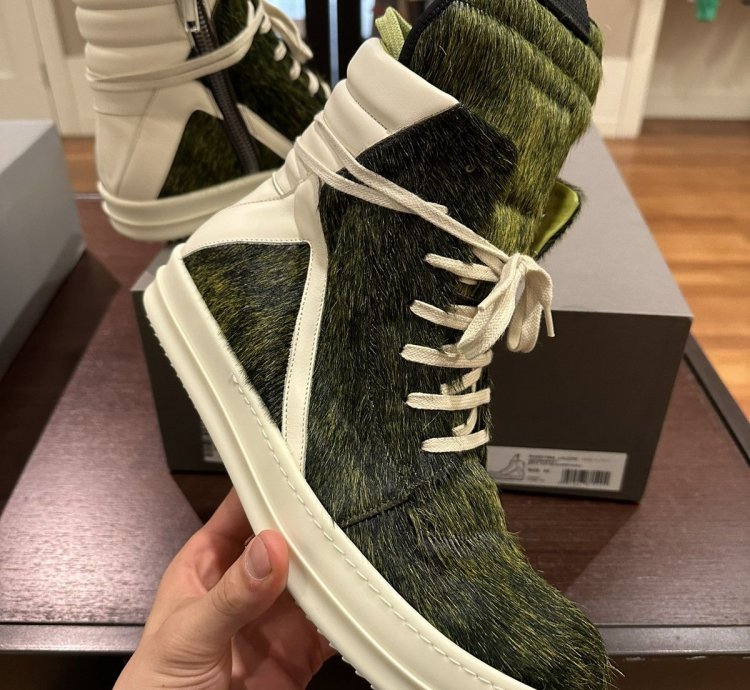 Rick Owens geobasket pony hair acid green seeyuh