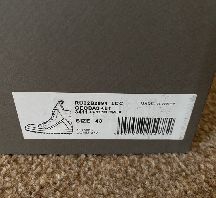 Rick Owens Geobasket Sneaker Suede Leather Dust Milk