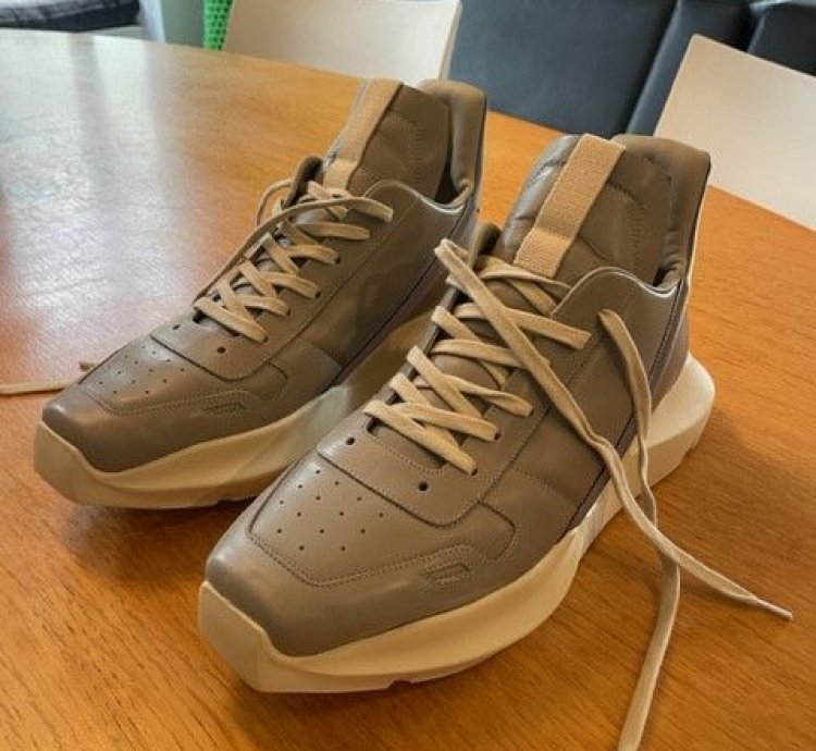 Rick Owens Geth Runner Grey White Low Top Sneakers