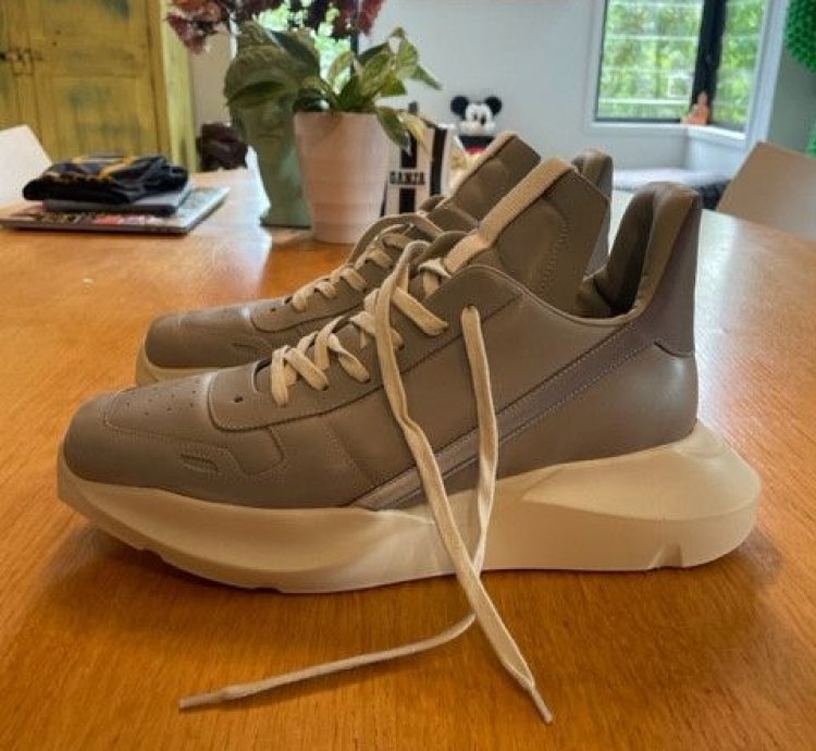 Rick Owens Geth Runner Grey White Low Top Sneakers