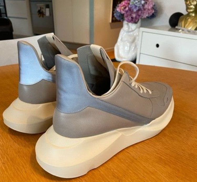 Rick Owens Geth Runner Grey White Low Top Sneakers