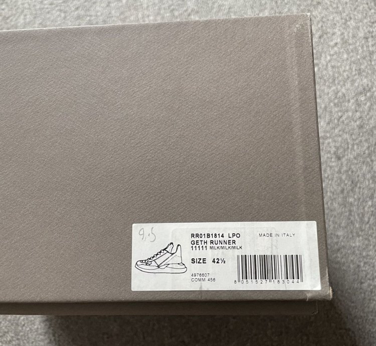Rick Owens Geth Runner LPO Milk US 9 5 EU 42 5 NEW
