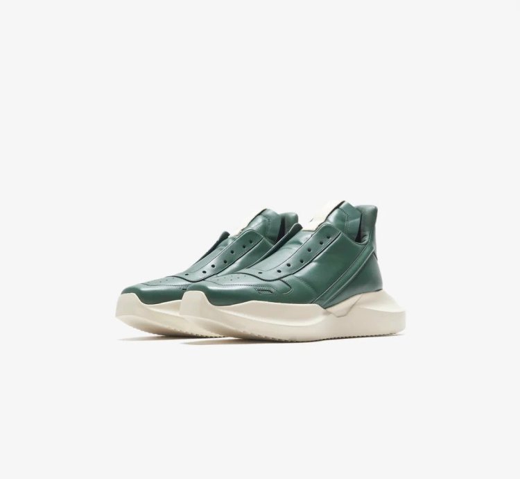 Rick Owens Geth Runner Sneakers - Teal Calf Leather