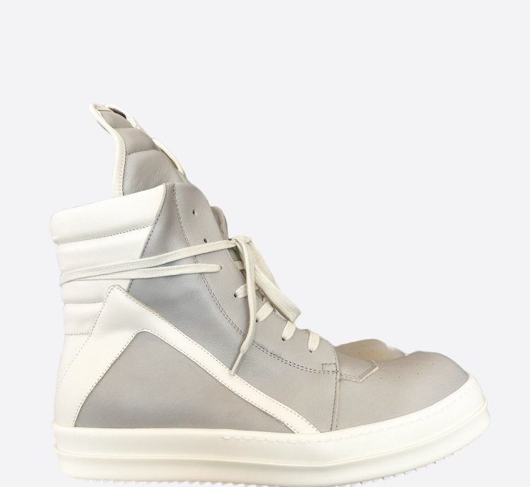 Rick Owens Grey White Geobasket Sneakers