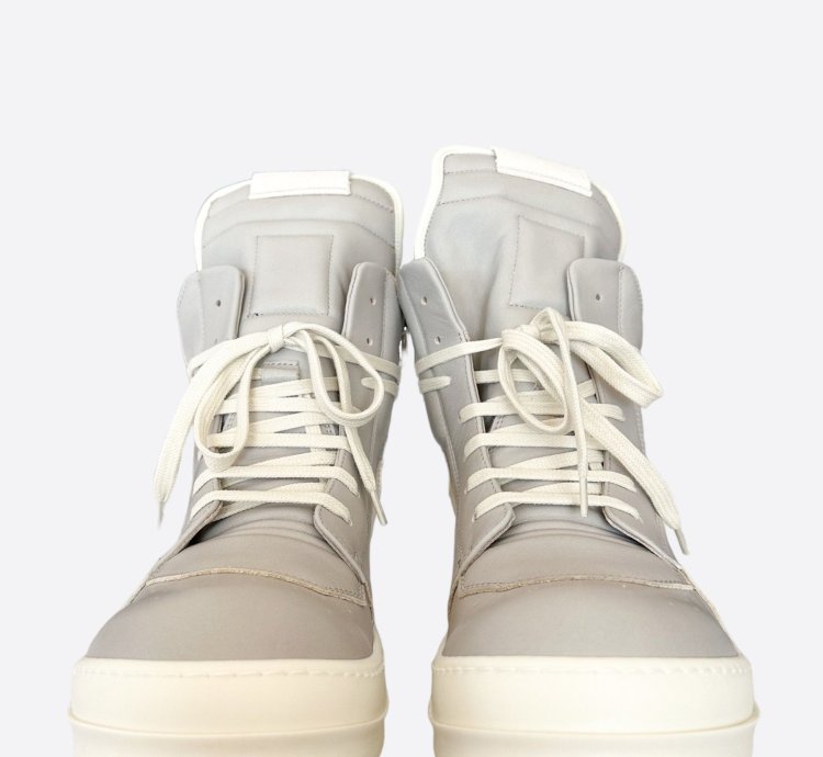 Rick Owens Grey White Geobasket Sneakers
