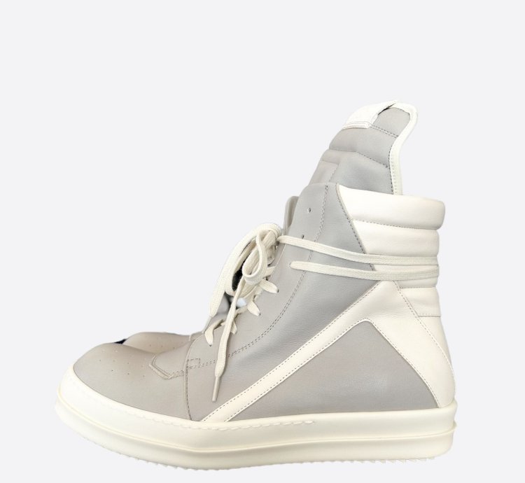 Rick Owens Grey White Geobasket Sneakers