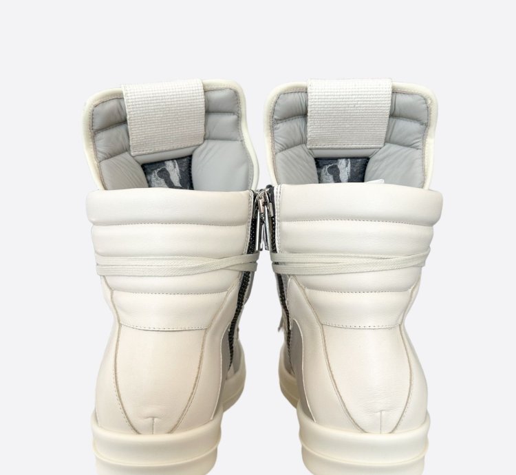 Rick Owens Grey White Geobasket Sneakers