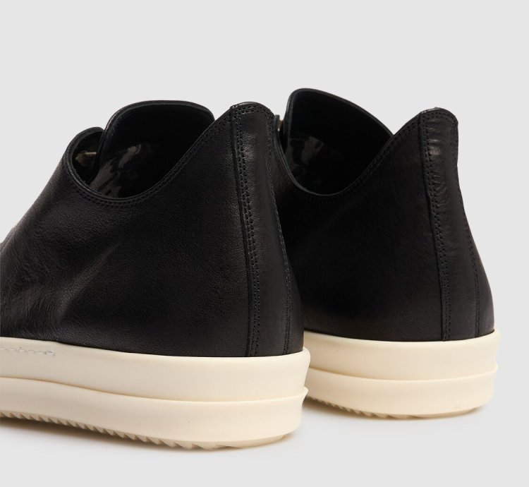 RICK OWENS Hollywood 975 Black Milk Low Sneakers New