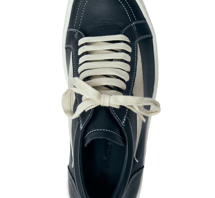Rick Owens Hollywood Vintage Black Milk Calf Sneakers New