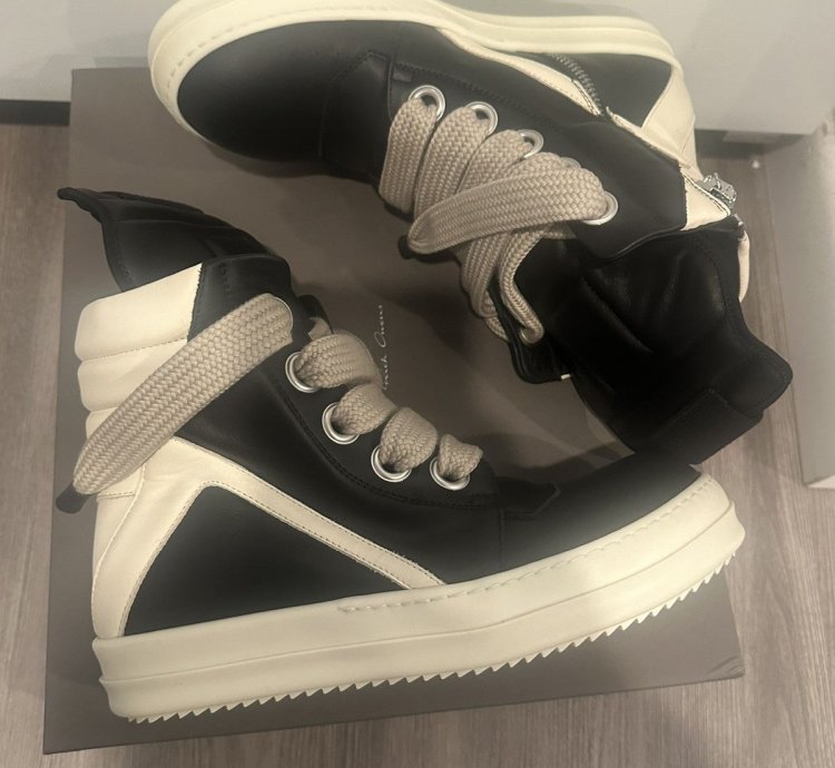 Rick Owens jumbo lace geobaskets black milk size 42