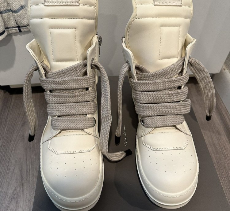 Rick Owens Jumbo Lace Geobaskets Milk Size 44