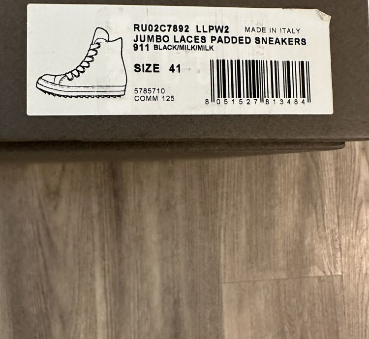 Rick Owens Jumbo Lace Padded Ramones High Size 41