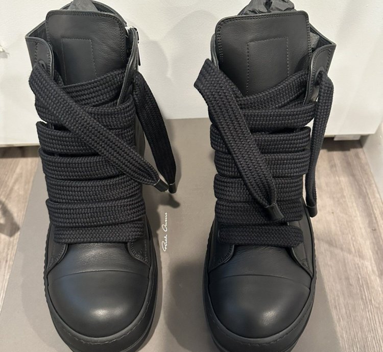 Rick owens jumbo lace Ramones High triple black size 44