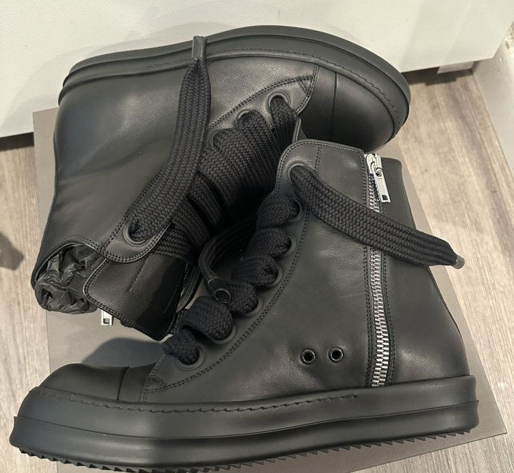 Rick owens jumbo lace Ramones High triple black size 44