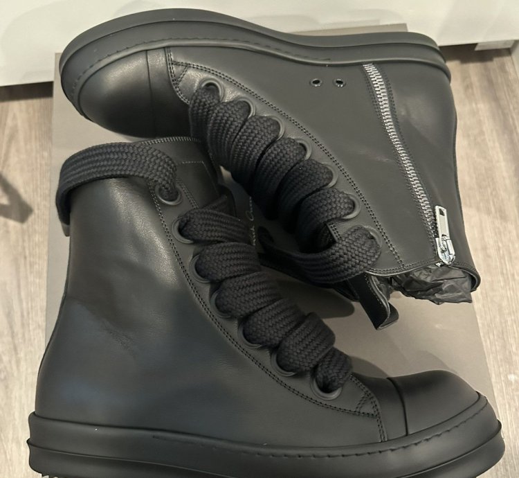 Rick owens jumbo lace Ramones High triple black size 44