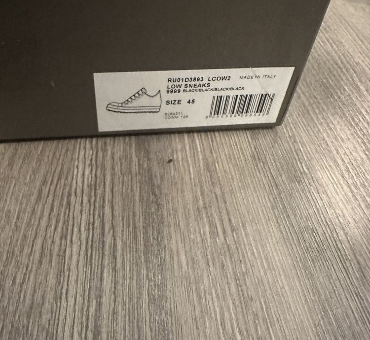 Rick Owens jumbo lace ramones low triple black size 45