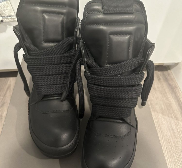 Rick Owens jumbo lace triple black geobaskets size 40