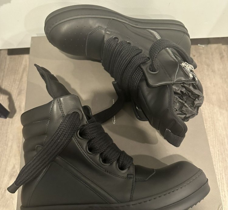Rick Owens jumbo lace triple black geobaskets size 40